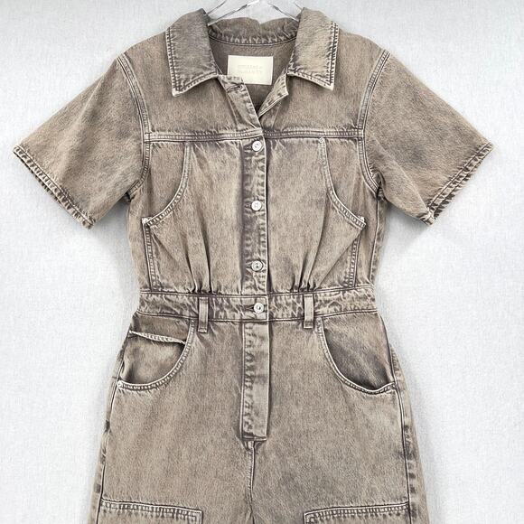 CITIZENS OF HUMANITY Denim Jumpsuit Womens Small Gray Short Sleeve Lucie Romper - Picture 3 of 15